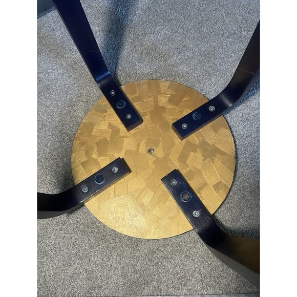 Hand painted Side Table Multicolor Navy Blue Legs Gold Geometric Unique Colorful - Picture 10 of 11